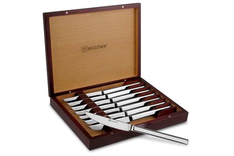 wüsthof stainless steel 8 piece monogram steak knife box set|stainless steel steak knives.